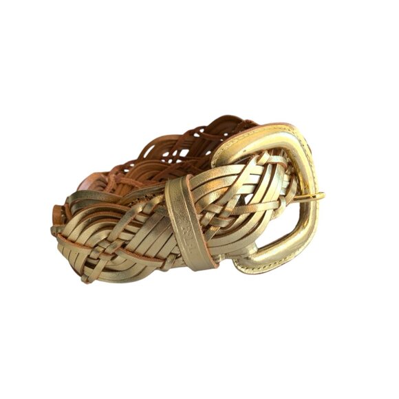 LAUREN Ralph Lauren GOLD Braided Leather Belt - Picture 4 of 6